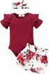 vivimodel 3-piece set for newborn twin girls: long sleeve romper, floral pants, and headband outfits logo