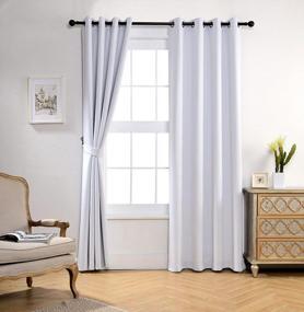 img 3 attached to Thermal Blackout Curtains For Living Room - MIUCO Greyish White Panels With Grommet Design And Tie Backs, Set Of 2 - 52X84 Inches