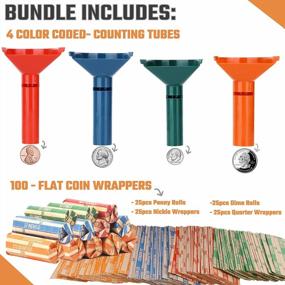 img 2 attached to Coin Counters & Coin Sorters Tubes Bundle Of 4 Color-Coded Coin Tubes And Assorted Coin Wrappers