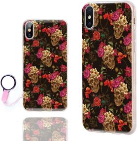 img 4 attached to ChiChiC Cute IPhone Xs Max Case - 360 Shockproof Floral Clear Cover With Gold Skull Design For 6.5-Inch Screen - Slim, Flexible And Protective For Daily Use