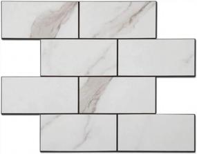 img 4 attached to Soulscrafts 5-Sheet Peel And Stick Tile Backsplash Self Adhesive PVC White Marble Design 3X6 Subway Brick Tile Smart Tile For Kitchen Backsplash
