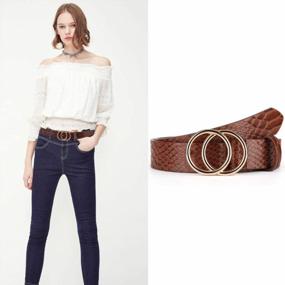 img 1 attached to Double Your Style: Get 2 Women'S Belts With Fashionable O-Ring Buckle And Faux Leather For Jeans