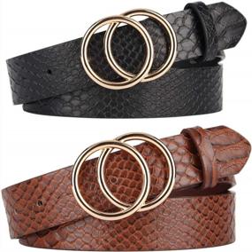 img 4 attached to Double Your Style: Get 2 Women'S Belts With Fashionable O-Ring Buckle And Faux Leather For Jeans