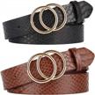 double your style: get 2 women's belts with fashionable o-ring buckle and faux leather for jeans logo