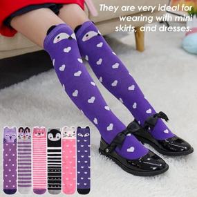 img 2 attached to Crazy Fun Knee-High Socks For Girls: 6 Pairs Of Animal Pattern Long Boot Socks By MQELONG, Ages 3-12