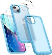 complete iphone 13 protection kit: humixx 5-in-1 case with screen & camera protector - blue logo