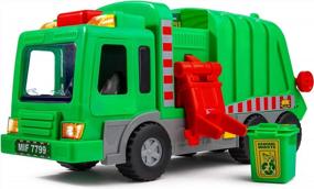 img 4 attached to Playkidz Kids 15" Garbage Truck Toy With Lights, Sounds, And Manual Trash Lid, Interactive Early Learning Play For Kids, Indoor And Outdoor Safe, Heavy Duty Plastic