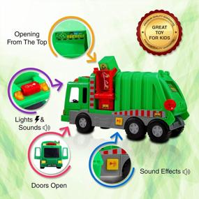 img 3 attached to Playkidz Kids 15" Garbage Truck Toy With Lights, Sounds, And Manual Trash Lid, Interactive Early Learning Play For Kids, Indoor And Outdoor Safe, Heavy Duty Plastic