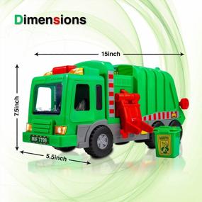 img 1 attached to Playkidz Kids 15" Garbage Truck Toy With Lights, Sounds, And Manual Trash Lid, Interactive Early Learning Play For Kids, Indoor And Outdoor Safe, Heavy Duty Plastic
