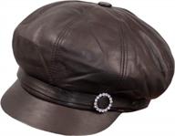 vintage leather newsboy cap for women - perfect for baker, painter, and fashionistas! logo