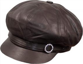 img 4 attached to Vintage Leather Newsboy Cap For Women - Perfect For Baker, Painter, And Fashionistas!