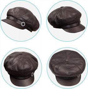 img 1 attached to Vintage Leather Newsboy Cap For Women - Perfect For Baker, Painter, And Fashionistas!