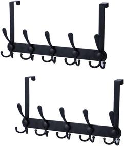 img 4 attached to 2-Pack Heavy Duty Over The Door Hooks and Coat Rack for Hanging Clothes, Hats, and Towels (Black)