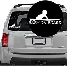 img 3 attached to 🏄 Boy on Surfboard Baby on Board Sticker - White, 6" x 2.6" (SKU: 304White6w)