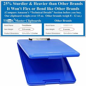 img 3 attached to Get Organized With Think2Master'S 3 Pack Blue Plastic Storage Clipboard - Heavy Duty And Sturdy With 150 Sheet Capacity!