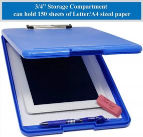 img 1 attached to Get Organized With Think2Master'S 3 Pack Blue Plastic Storage Clipboard - Heavy Duty And Sturdy With 150 Sheet Capacity!