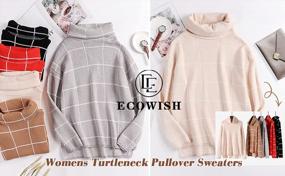 img 1 attached to Chunky Knitted Plaid Sweater For Women - Loose-Fit Turtleneck, Long Sleeve Winter Jumper Top, Casual And Cozy By ECOWISH