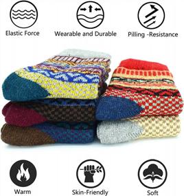 img 1 attached to YZKKE 5Pack Womens Vintage Winter Soft Warm Thick Cold Knit Wool Crew Socks, Multicolor, Free Size