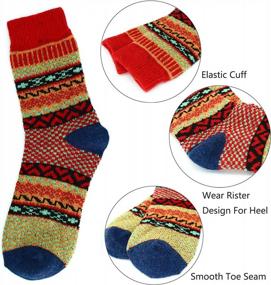 img 3 attached to YZKKE 5Pack Womens Vintage Winter Soft Warm Thick Cold Knit Wool Crew Socks, Multicolor, Free Size