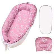 🐘 gemem baby lounger: portable co-sleeping nest in pink elephant - cotton, breathable, with diaper pad and pillow - newborn essentials - machine washable logo