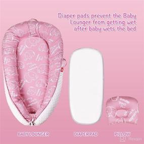img 1 attached to 🐘 GEMEM Baby Lounger: Portable Co-Sleeping Nest in Pink Elephant - Cotton, Breathable, with Diaper Pad and Pillow - Newborn Essentials - Machine Washable