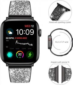 img 3 attached to Sparkling Black Crystal Bracelet Apple Watch Band For Women - Compatible With Apple Watch Series 8, Series 7, SE, Series 6/5/4/3 - 40Mm/41Mm/38Mm