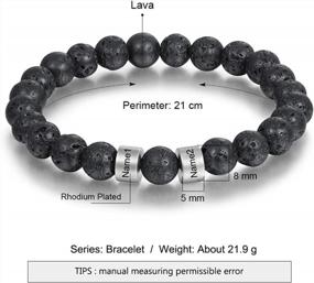 img 3 attached to Personalized Beads Bracelet For Men - Custom Engraved Name & Initial, Black Obsidian Malachite Wealth Gift