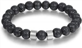 img 2 attached to Personalized Beads Bracelet For Men - Custom Engraved Name & Initial, Black Obsidian Malachite Wealth Gift