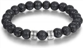 img 4 attached to Personalized Beads Bracelet For Men - Custom Engraved Name & Initial, Black Obsidian Malachite Wealth Gift