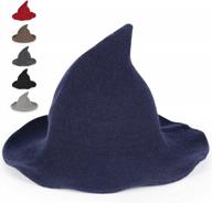 женская шляпа ведьмы на хэллоуин - черный шерстяной аксессуар для костюма для взрослых для женских вечеринок и костюмов. логотип