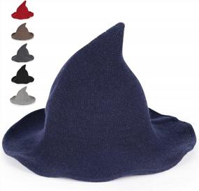 img 1 attached to Женская шляпа ведьмы на Хэллоуин - черный шерстяной аксессуар для костюма для взрослых для женских вечеринок и костюмов.