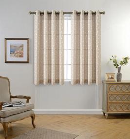 img 3 attached to MIUCO Semi Sheer Faux Linen Grommet Window Curtains With Floral Embroidery - Perfect For Bedroom - 52 X 63 Inch - Set Of 2 Panels In Linen