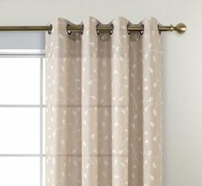 img 2 attached to MIUCO Semi Sheer Faux Linen Grommet Window Curtains With Floral Embroidery - Perfect For Bedroom - 52 X 63 Inch - Set Of 2 Panels In Linen
