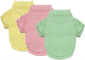 img 4 attached to 🐾 Stylish Pack of 3 Pet Striped T-Shirts for Small Dogs - Perfect for Puppy, Cat Boys, and Dog Girls