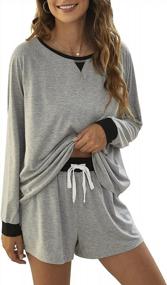 img 2 attached to Женский пижамный комплект с длинным рукавом Lingswallow и шортами - комплект из двух предметов для сна для большего комфорта и стиля