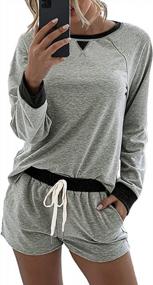 img 4 attached to Женский пижамный комплект с длинным рукавом Lingswallow и шортами - комплект из двух предметов для сна для большего комфорта и стиля
