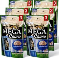 inaba mega churu for dogs, беззерновой, слизываемый, выдавливаемый кремообразный пюре для собак/топпер с витамином е, 1,69 унции в каждом тюбике, всего 18 тюбиков (3 в упаковке) (рецепт тунца) логотип