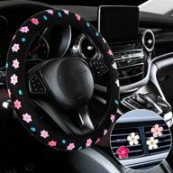 cute steering wheel cover flower steering wheel cover floral steering wheel cover for girls with 4 pieces cute flowers car air vent clips for women girls car decorations (vivid pattern) logo