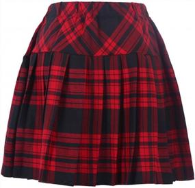 img 4 attached to Pleated Plaid Skirt For Women With Elastic Waistband, Perfect For School Uniform
