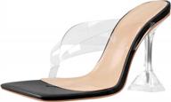 lishan women's stiletto high heel slip on square open toe mule sandal logo