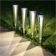 outdoor decorative led solar pathway lights 6 pack waterproof conical garden stakes for yard, path, walkway, driveway landscape lighting logo