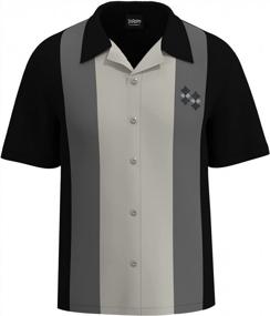 img 2 attached to BeRetro Men'S Short-Sleeve Black Cuban Collar Style Camp Shirt ~ Platinum