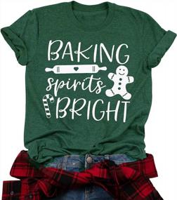 img 4 attached to Женская рождественская футболка - Baking Spirits Яркий повседневный топ с короткими рукавами