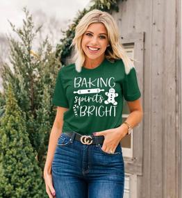 img 3 attached to Women'S Christmas Tee Shirt - Baking Spirits Bright Short Sleeve Casual Top