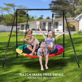 img 3 attached to IKARE Heavy Duty Metal Swing Frame, очень большая подставка для качелей для детей и взрослых, выдерживает до 440 фунтов, подходит для большинства качелей, отлично подходит для занятий в помещении и на открытом воздухе, в саду, на заднем дворе, на детской площадке