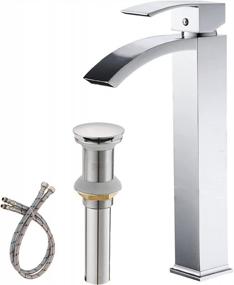 img 4 attached to Greenspring Vessel Sink Faucet Chrome Bathroom Tall Spout Single Handle Single Hole Waterfall Modern Brass Commercial Basin Faucets With Pop Up Drain Without Overflow Supply Line Lead-Free