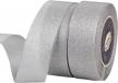 2 rolls 25 yards glitter metallic silver ribbon 1-1/2 inches wide for gift wrapping, crafting, hair bows, floral projects. logo