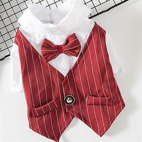 img 1 attached to 🐶 Striped Dog Tuxedo Suit with Tie - Perfect for Wedding, Birthday Party | Dog Suit Bow Tie Costume - Ideal for Gentleman Dog Wedding Party | Pet Clothes for Small Dogs