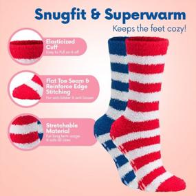 img 2 attached to 6/5 Pairs Debra Weitzner Fuzzy Non-Slip Socks For Women - Warm Cozy Winter Slipper Socks, Perfect Christmas Gift!