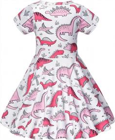 img 3 attached to Одень свою маленькую девочку стильно: платье Jurebecia с принтом динозавров и короткими рукавами для малышей и детей